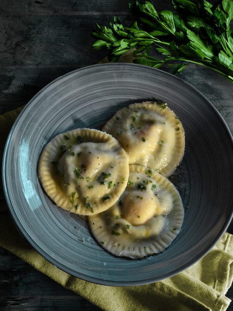 Eigelb-Spinat-Ravioli