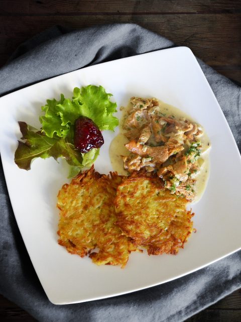 Reibekuchen mit Rahmpfifferlingen