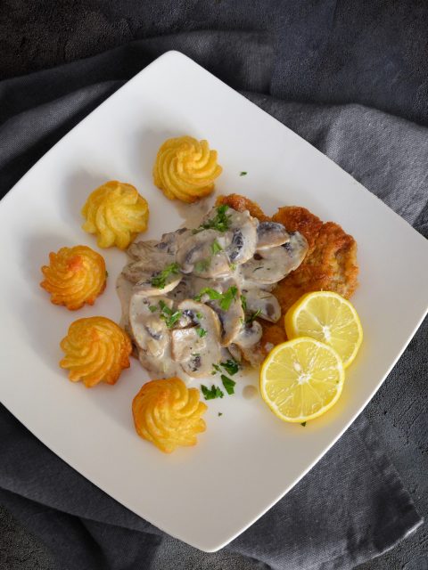 Schnitzel mit Rahmchampignons