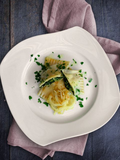 Gebratene Maultaschen mit Spinat-Käse-Füllung