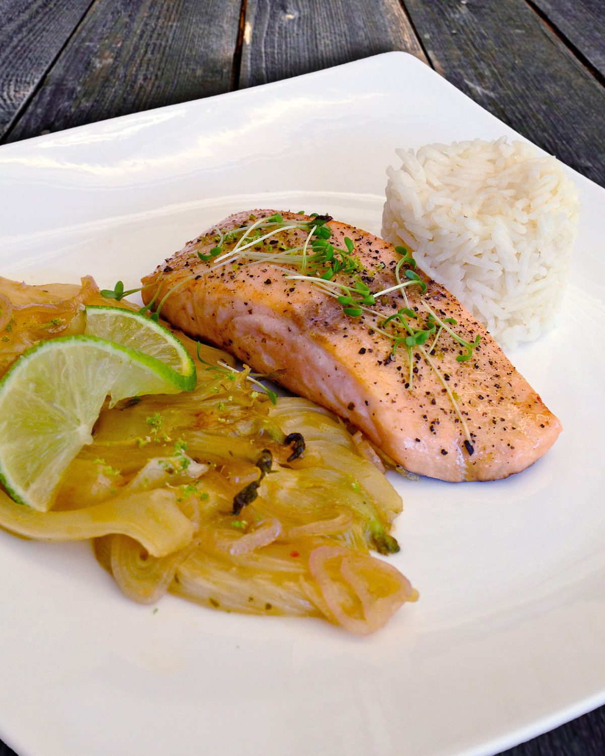 Lachs mit Fenchel und Reis