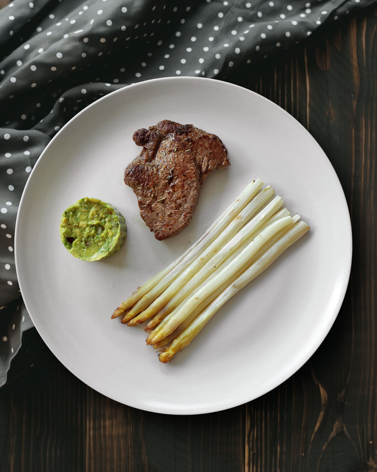 Steak mit Spargel und Guacamole