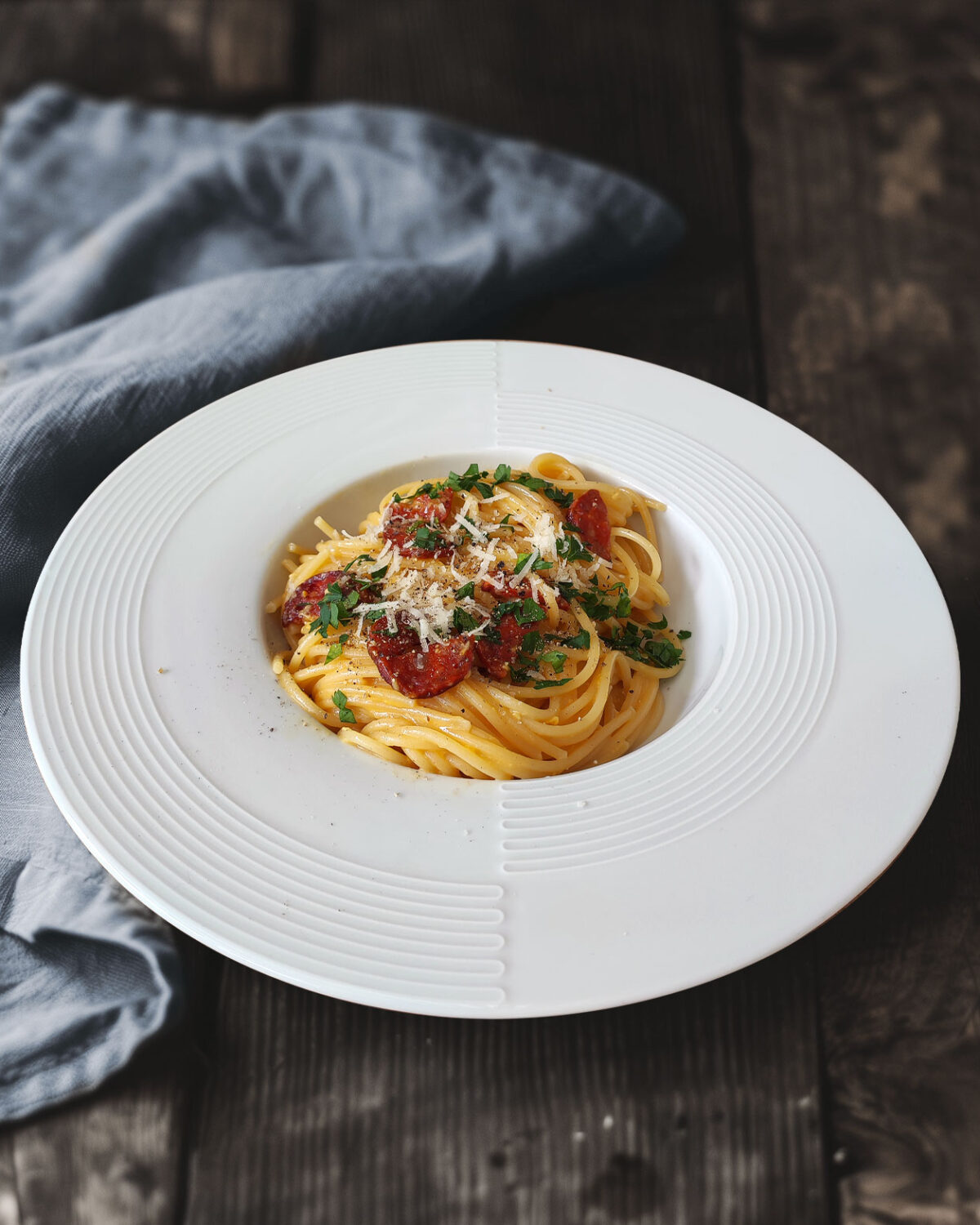 Spaghetti mit Chorizo-Carbonara