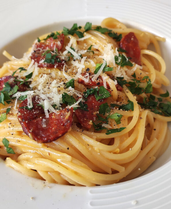 Spaghetti mit Chorizo-Carbonara