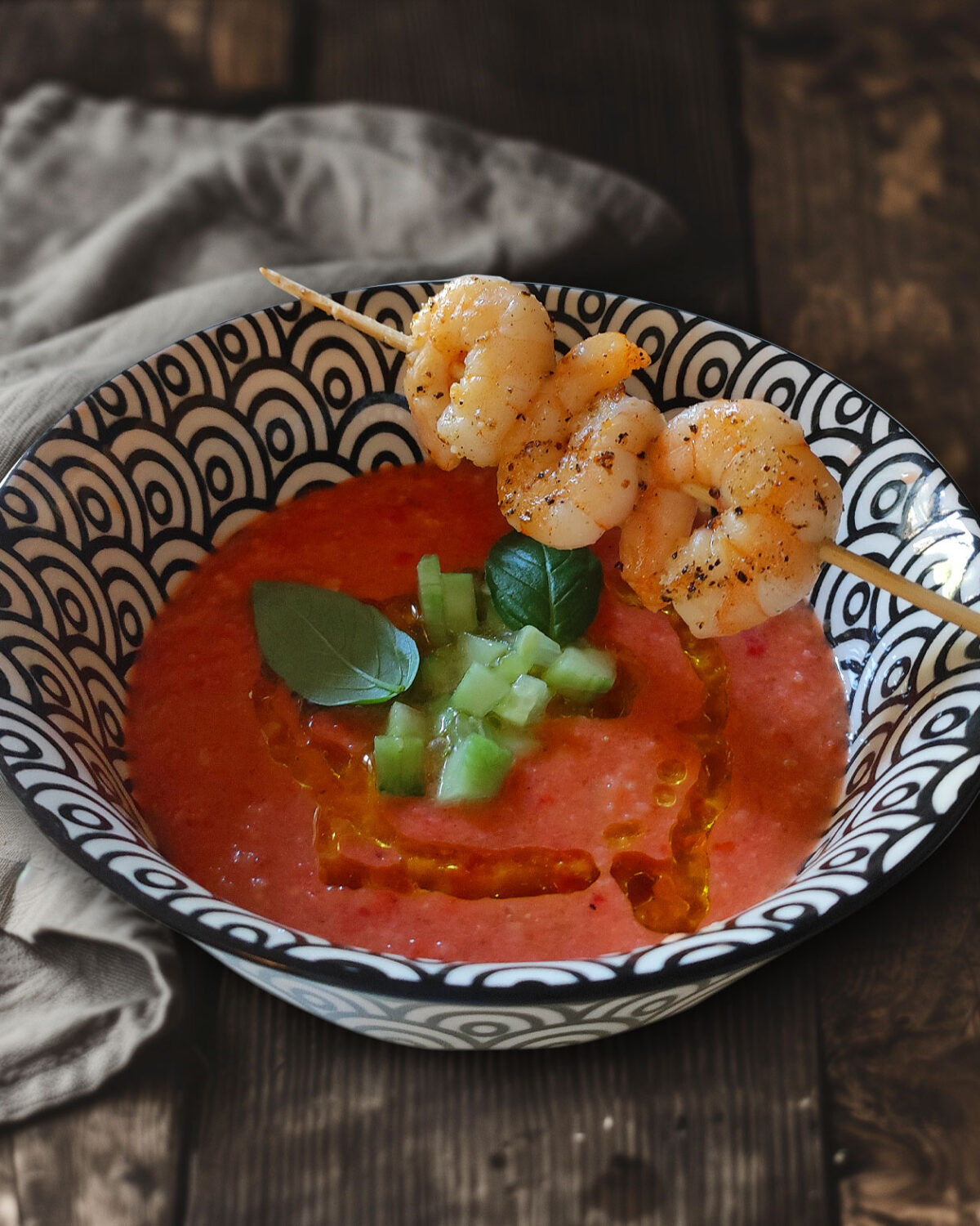 Gazpacho mit Garnelen