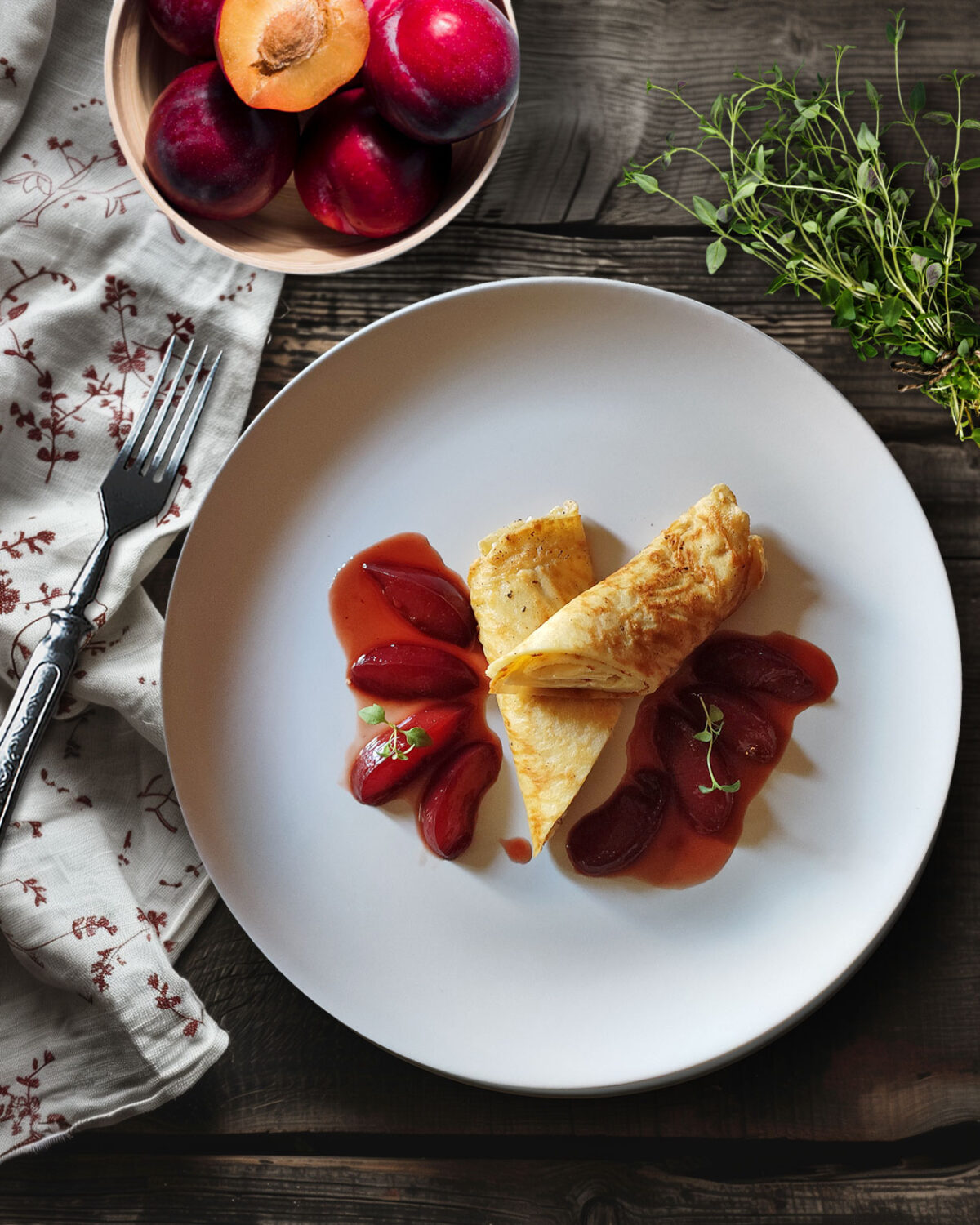 Camembertcrepes mit Zwetschgenröster