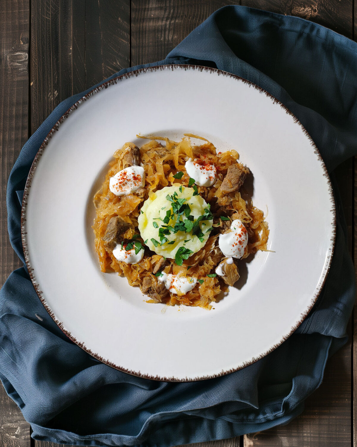 Szegediner Gulasch mit Kartoffelpüree