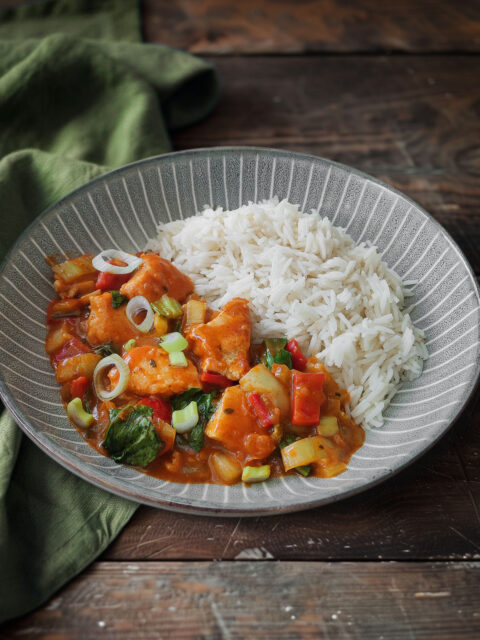 Hähnchencurry mit Pak Choi und Paprika